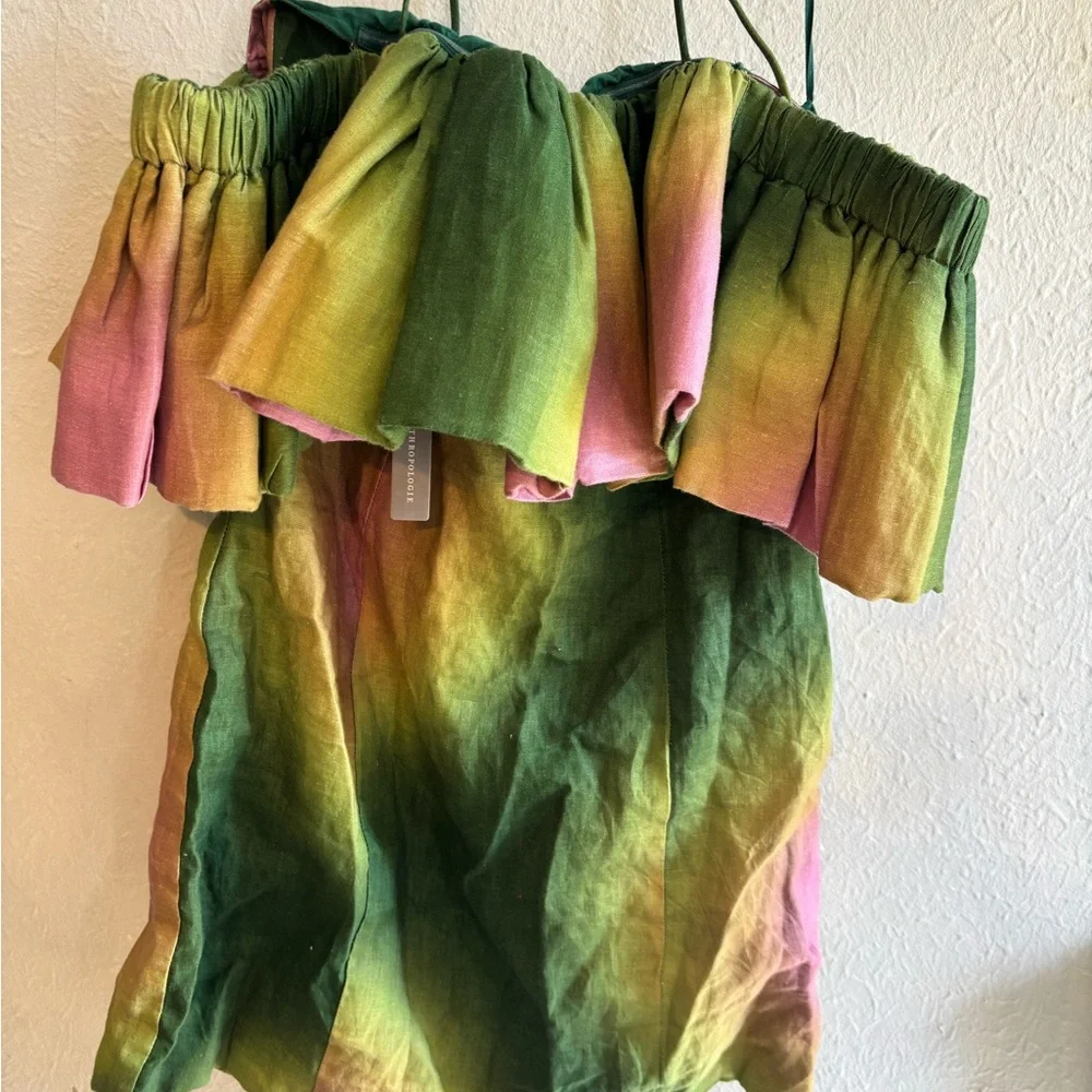 The Wolf Gang Strapless Green and Pink Dress - Picture 7 of 11